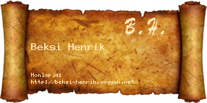Beksi Henrik névjegykártya